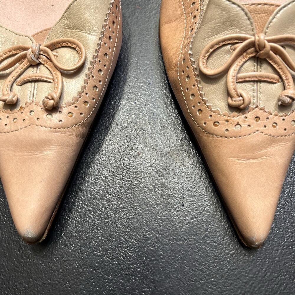 Vintage Pointed Toe Circa Joan & David Leather Lace Up Kitten Heels Size 8M - Picture 3 of 8